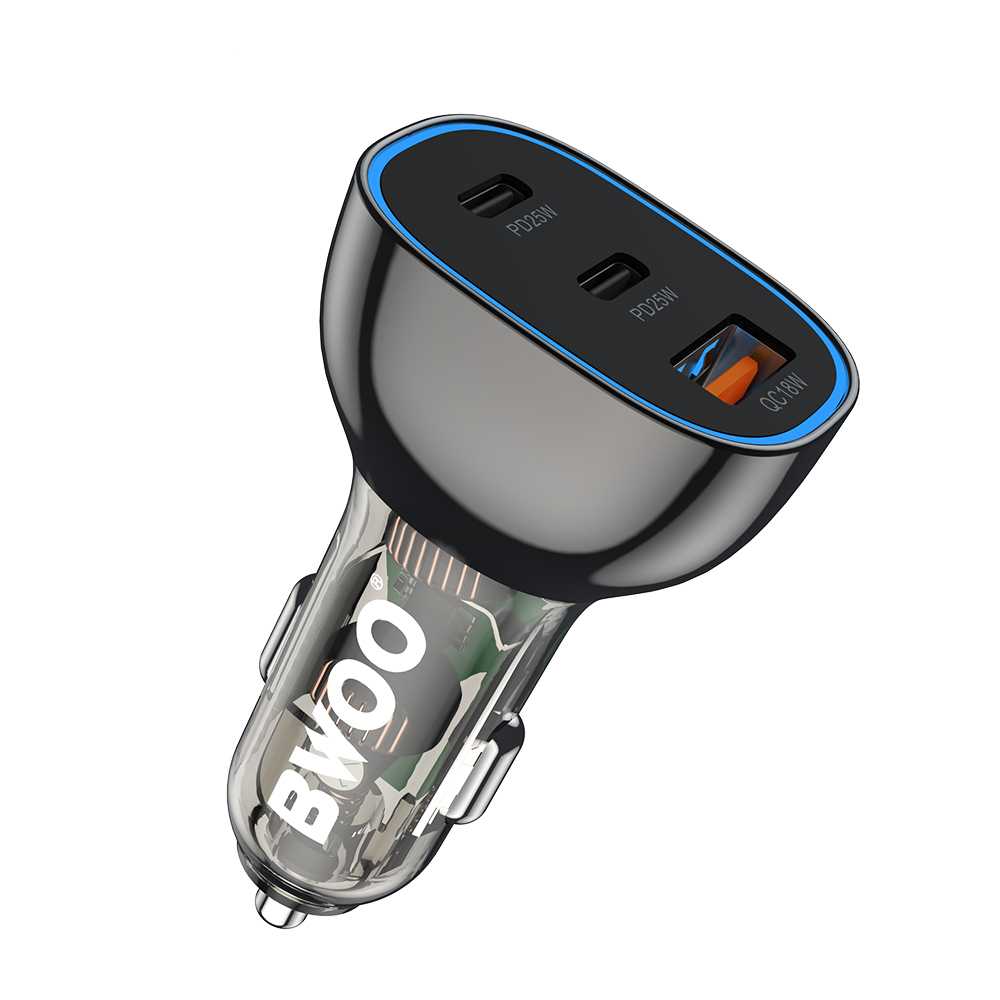 BWOO PD autolaturi 2x USB-C + USB-A 68W musta