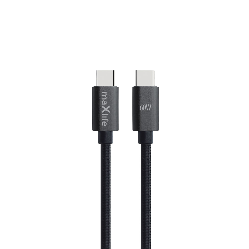 Maxlife MXUC-12 Kaapeli USB-C - USB-C 1,0 m 60W musta