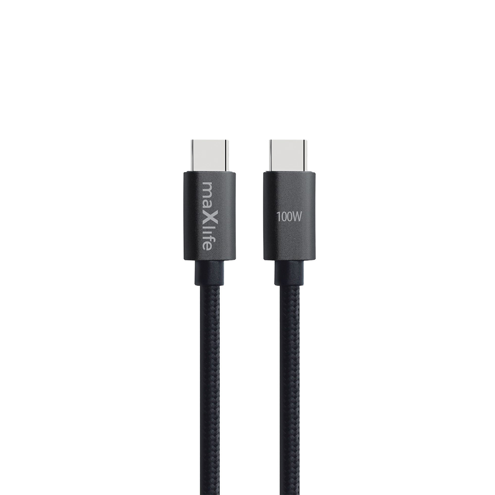 Maxlife MXUC-12 Kaapeli USB-C - USB-C 2,0 m 100W musta