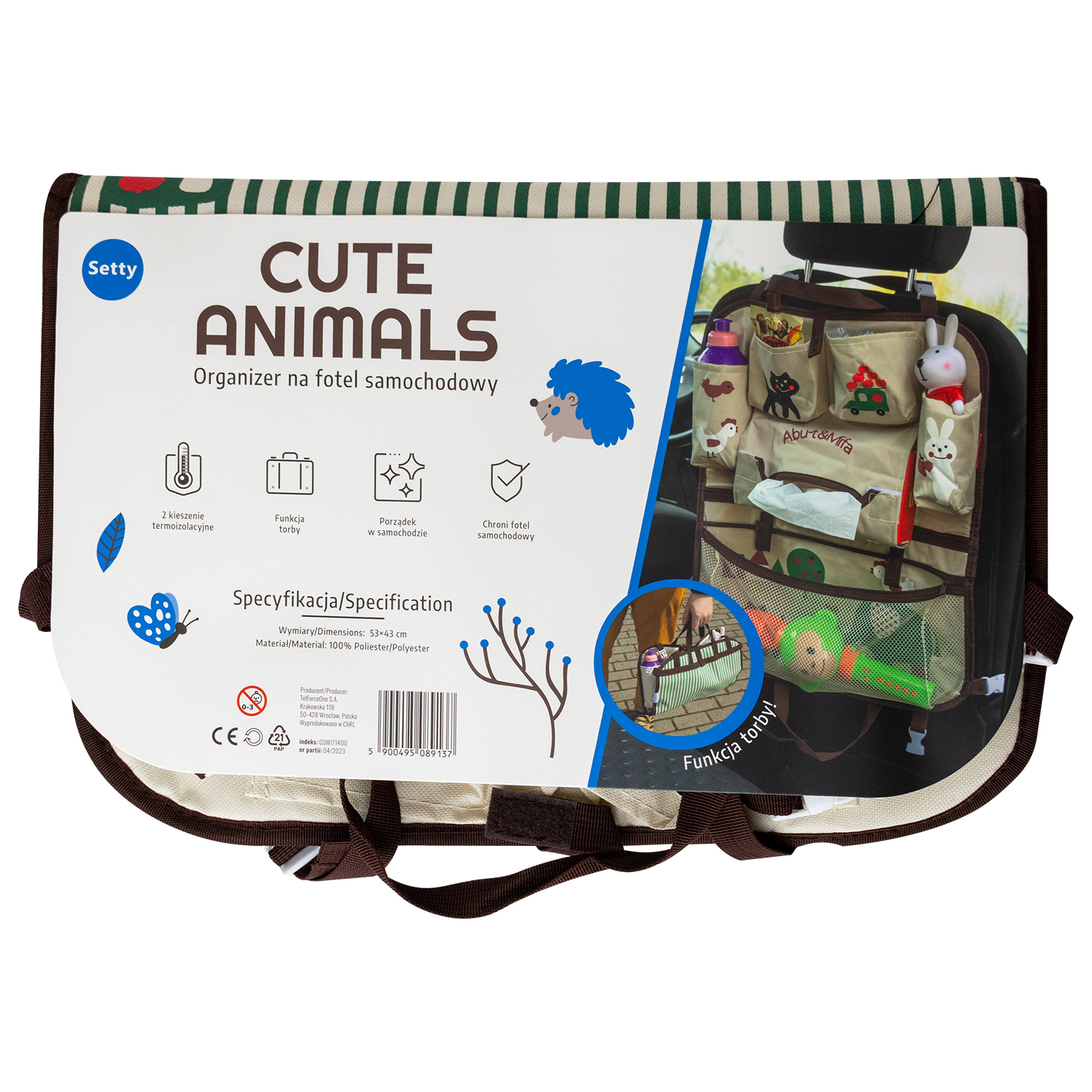 Setty auton organizer ruskea