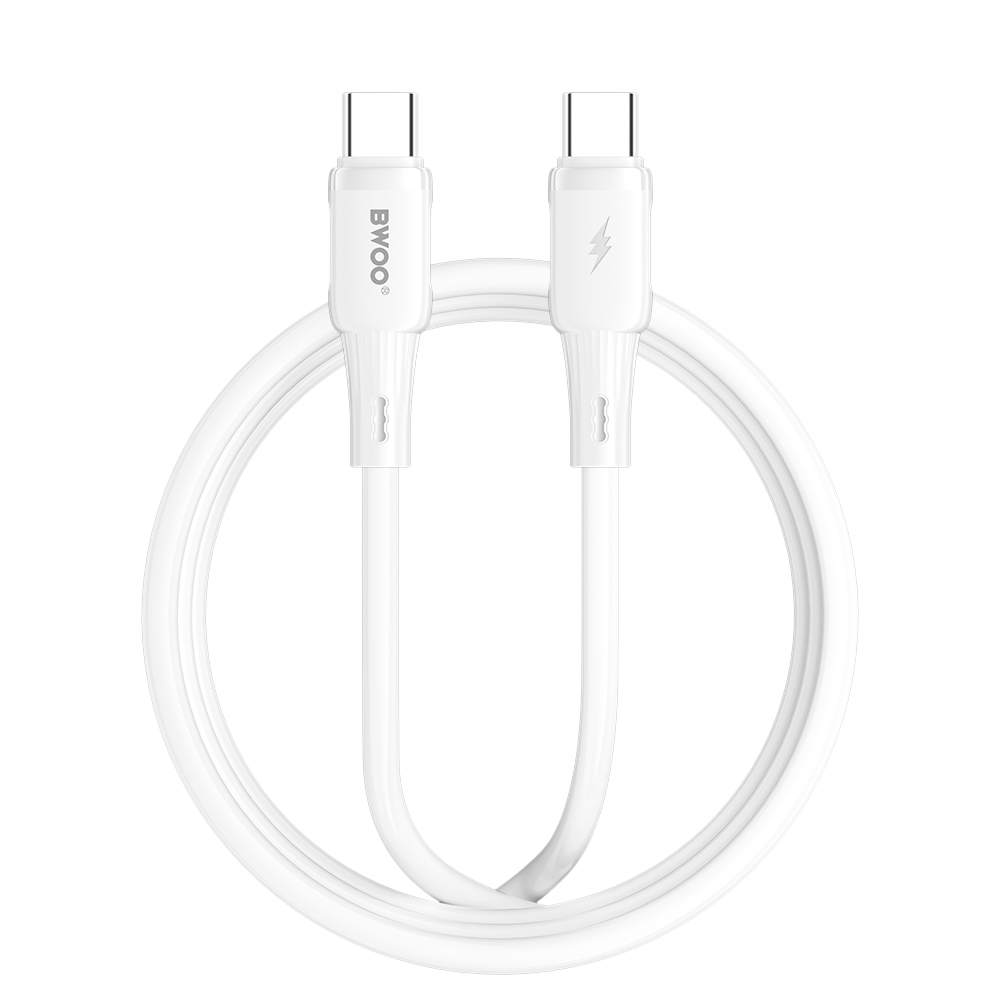BWOO silikoonikaapeli X329CC 65W USB-C 1m valkoinen
