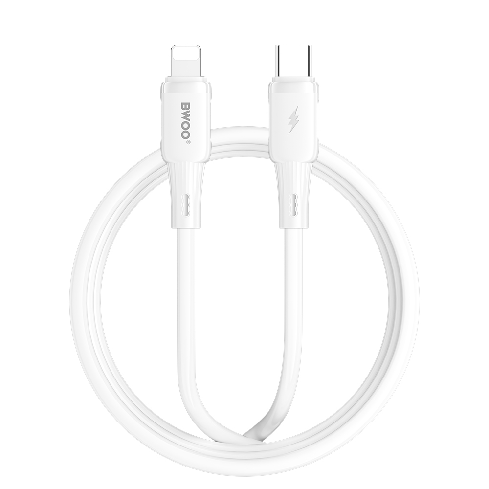 BWOO silikoonikaapeli X329CL 27W USB-C - Lightning 1m valkoinen