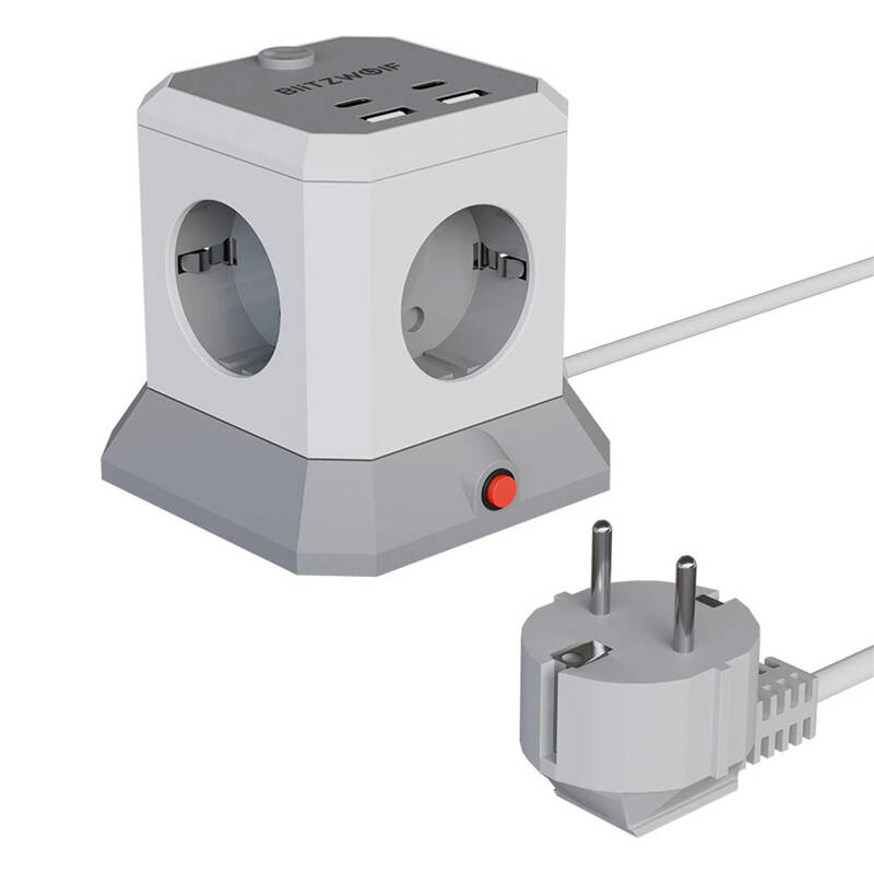 BlitzWolf BW-EC1 4x AC 2x USB-A 2x USB-C jatkokeskitin