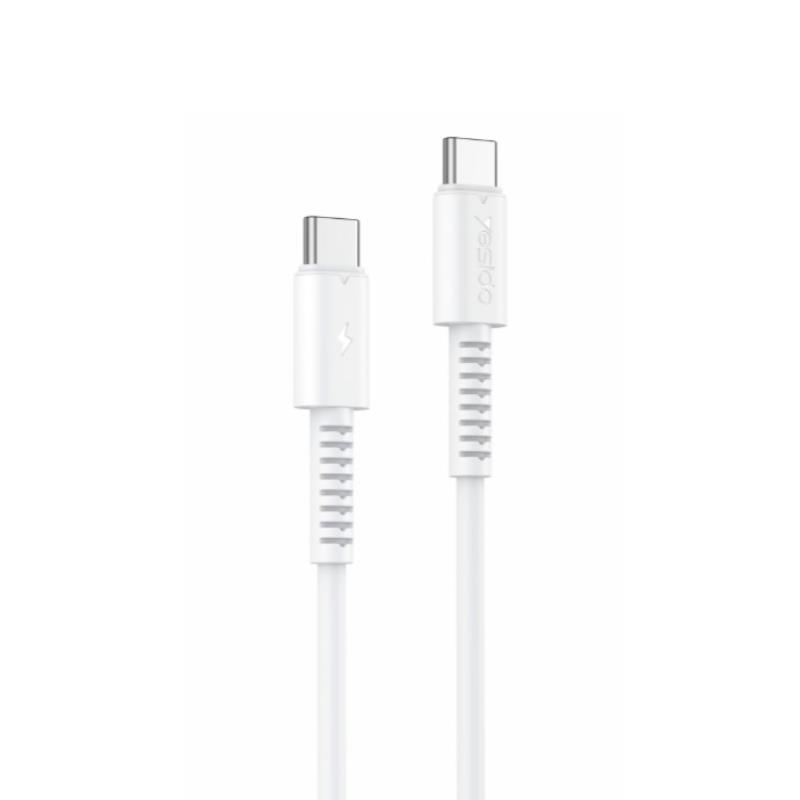 YESIDO Kaapeli CA154 PD 60W TYPE-C/TYPE-C 1M PVC 3A valkoinen