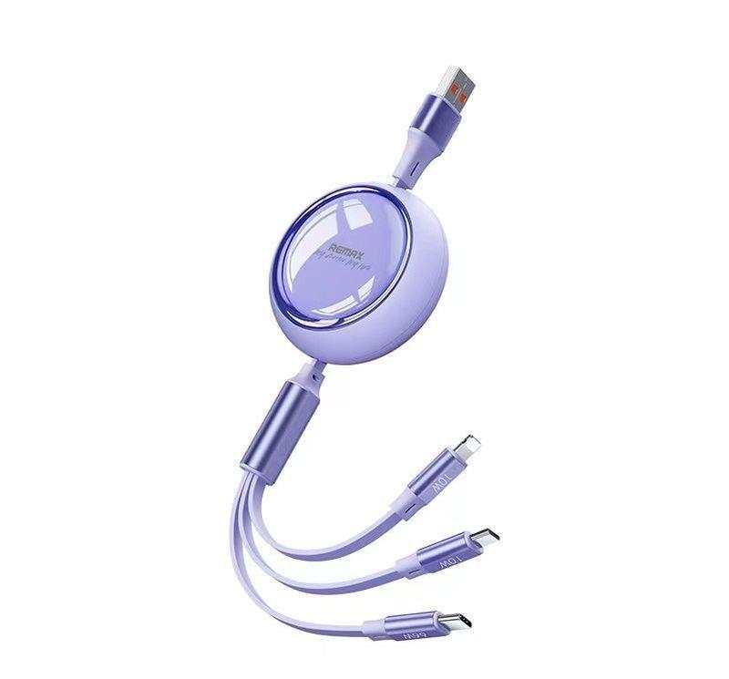 REMAX kaapeli LINON SERIES 66W 3in1 USB-C/Micro/Lightning RC-C029 violetti