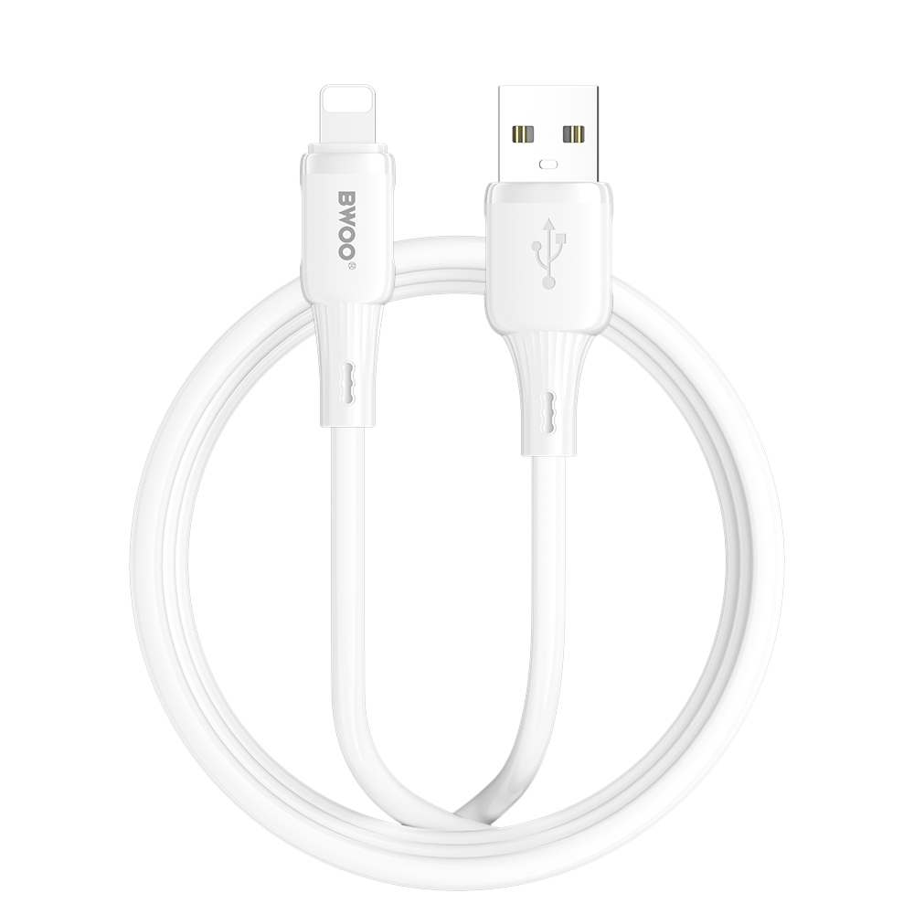 BWOO 3A silikoninen kaapeli X329L USB - Lightning 3A 1m valkoinen