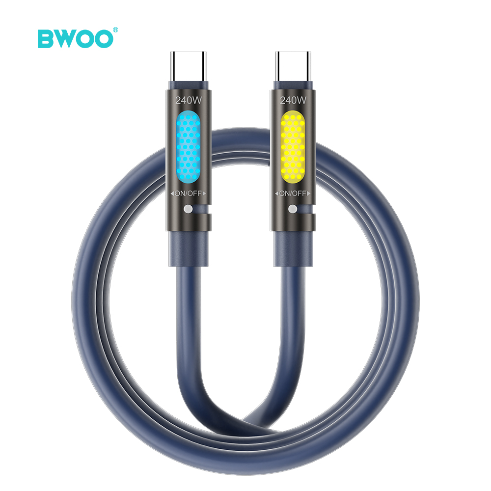 BWOO 240W Type C - Type C datakaapeli tuoksuva RGB-valaisulla musta X325C-C