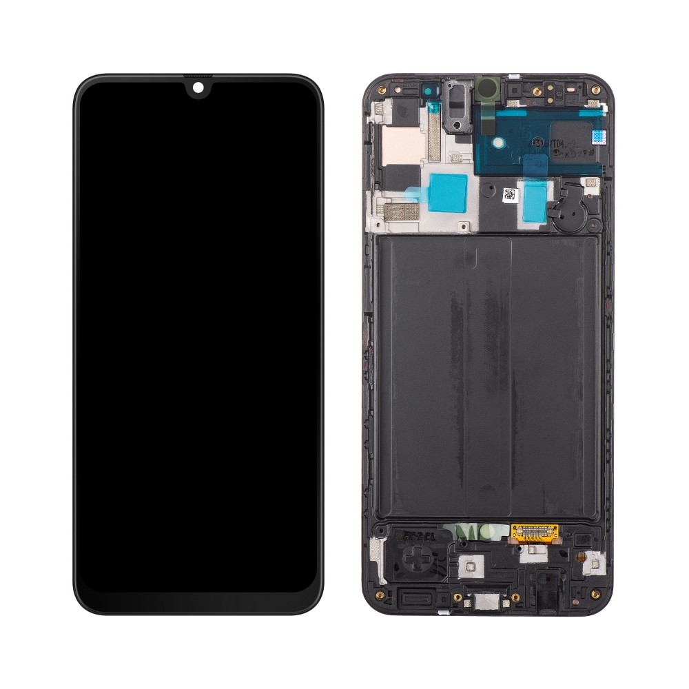 LCD screen Samsung A505 A50 with touch screen and frame original Black (service pack)