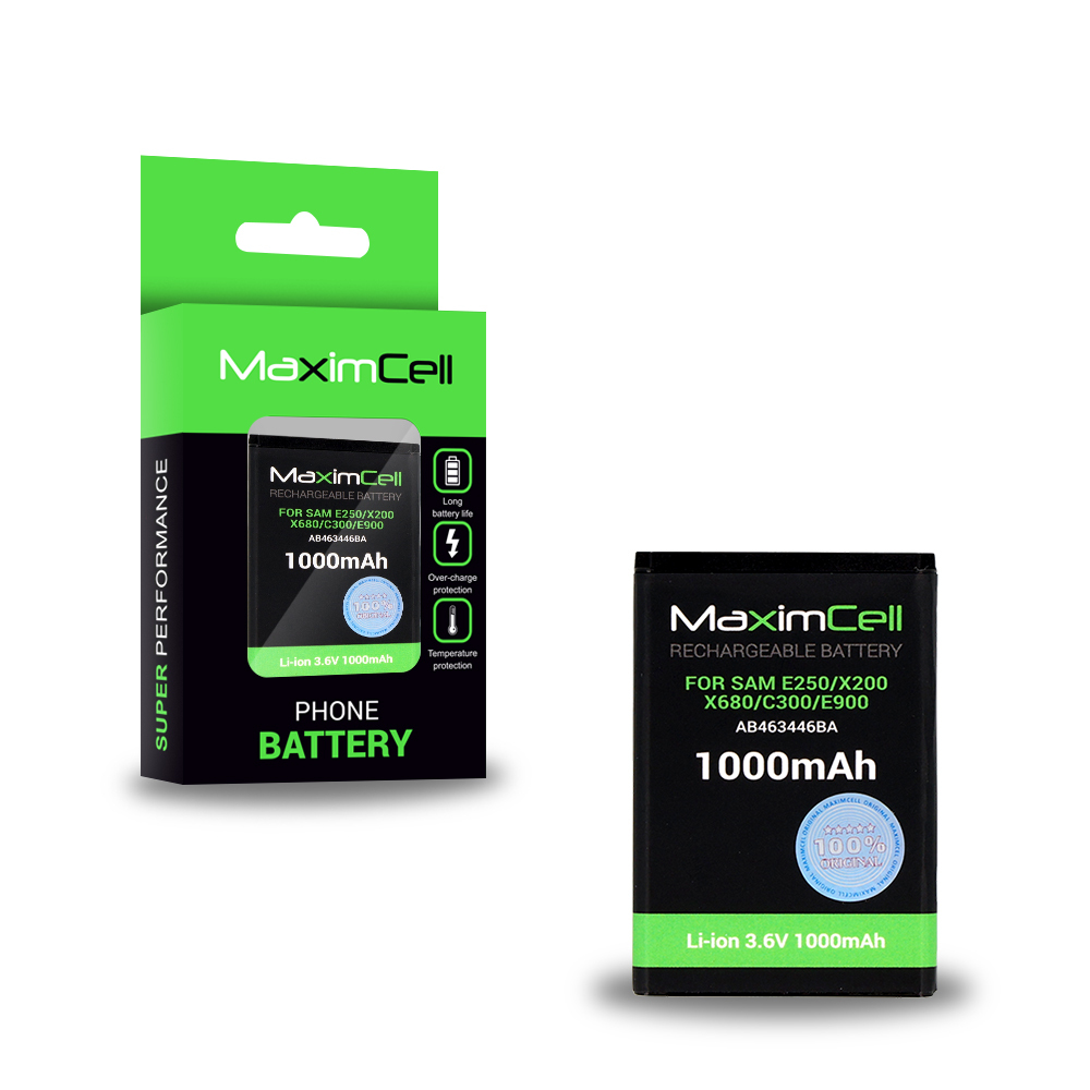 Maximcell Battery for Samsung E250/X200/X680/C300/E900 (AB463446BA) 1000mAh Li-ion