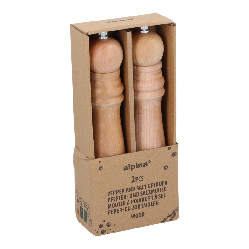 Alpina puiset pippuri- ja suolamyllyt, 25 cm, 2 kpl