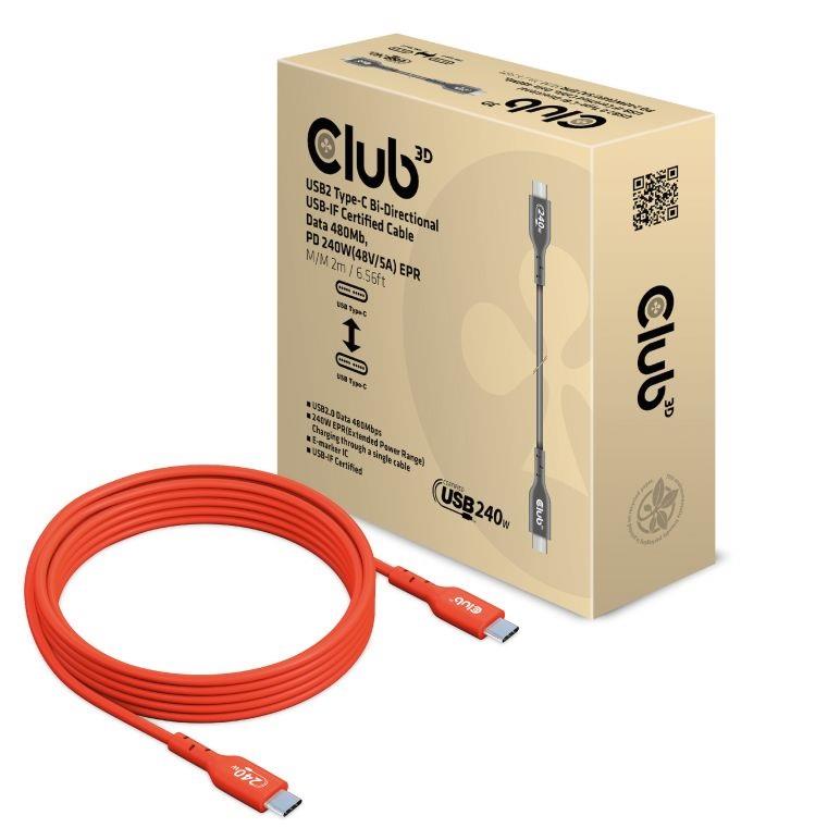 Kaapeli USB-C - USB-C 2m uros/uros CAC-1573 CLUB3D