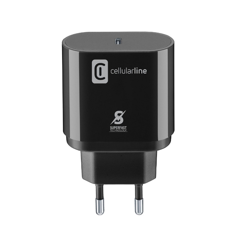 Cellularline USB-C-verkkolaturi Samsung-laitteille, 25 W, musta