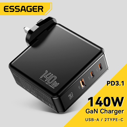 Charger Essager "Gan Journey" Black 140W (2xPD / QC3.0)
