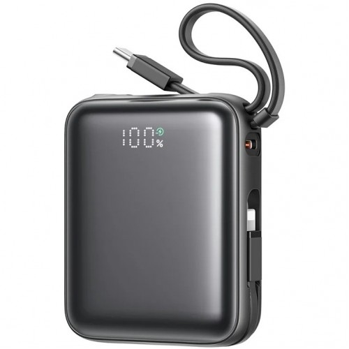 Joyroom JR-PBF27 10000mAh 22.5W tehopankki sisäänrakennetuilla USB-C- ja Lightning-kaapeleilla - musta