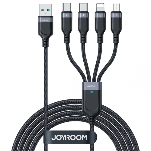 Joyroom Multi-Use Series S-A18 4in1 USB-A - USB-C / USB-C / Lightning / micro USB Kaapeli 1.2m - musta