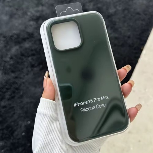 Puhelimen suojakuori Silicone Plastic Pack Apple iPhone 12 Pro Max tummanvihreä (pakkauksessa)