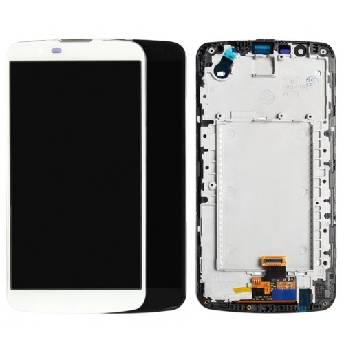 LCD-näyttö yhteensopiva LG K420n K10 kehyksellä valkoinen HQ