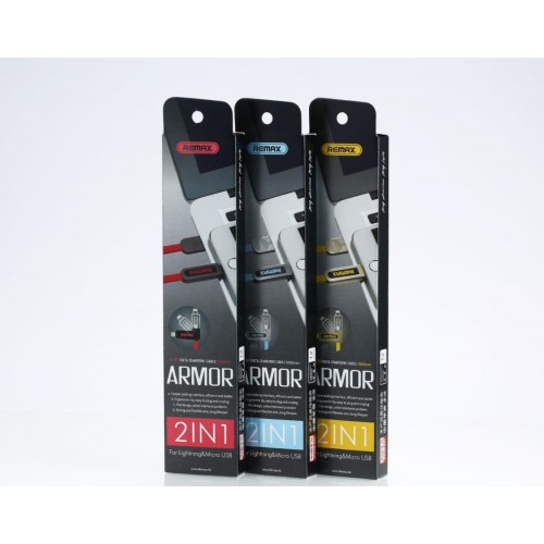 USB-kaapeli Remax Armor RC-067 sininen 2in1 MicroUSB / Lightning 100cm