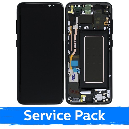 LCD Display Compatible With Samsung G950 S8 With Frame / Midnight Black / (Service Pack)