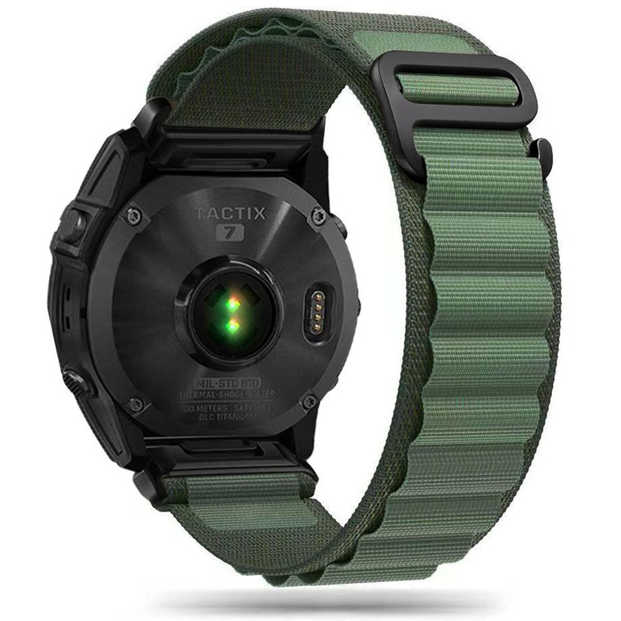 Tech-Protect Nylon Pro -ranneke Garmin Fenix 5 / 6 / 6 Pro / 7 -kellolle – tummanvihreä