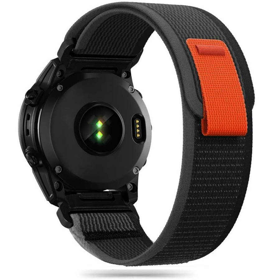 Tech-Protect Nylon Garmin Fenix 5 / 6 / 6 Pro / 7 musta/oranssi