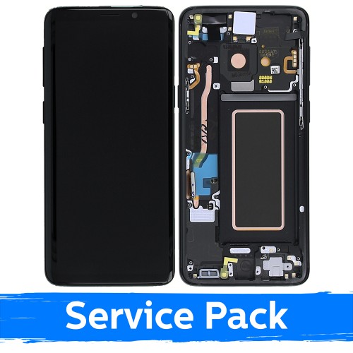 LCD-näyttö yhteensopiva Samsung G960 S9 kehyksellä / Midnight Black / (Service Pack)