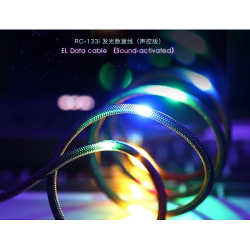 USB-kaapeli Remax RC-133i tumma Lightning / LED-valo / äänellä / 100cm