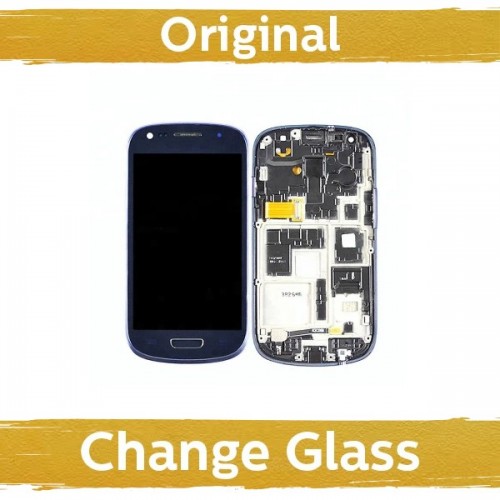 LCD Display Compatible With Samsung I8190 S3 Mini with Frame Blue (Refurbished: China)