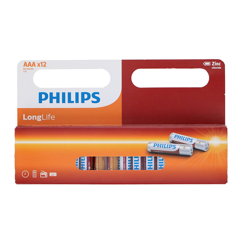 Philips LongLife AAA / R03 1,5 V sinkkiparistot, 12 kpl