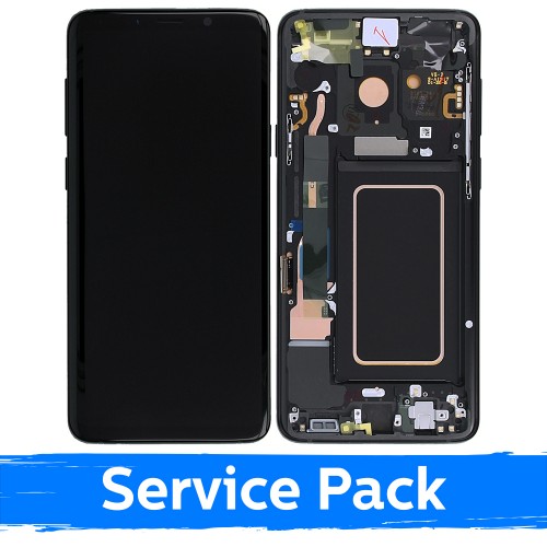 LCD-näyttö yhteensopiva Samsung G965 S9 Plus kanssa kehyksellä / Midnight Black / (Service Pack)