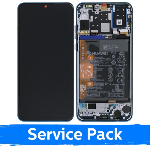 LCD-näyttö yhteensopiva Huawei P30 Lite kehyksellä / Peacock Blue / (Service Pack)
