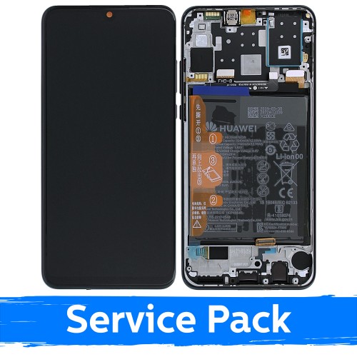 LCD-näyttö yhteensopiva Huawei P30 Lite kehyksellä / Midnight Black / (Service Pack)