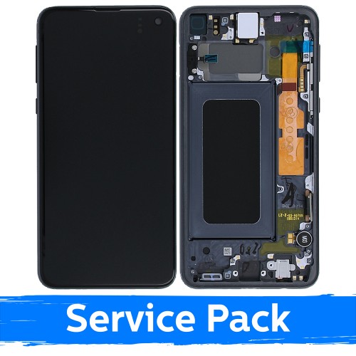 LCD-näyttö yhteensopiva Samsung G970 S10e kehyksellä / Prism Black / (Service Pack)