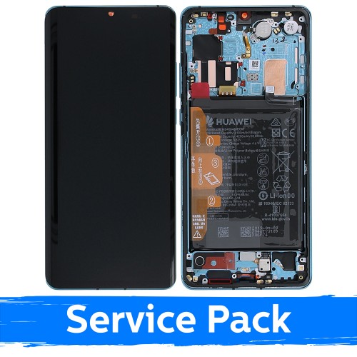 LCD-näyttö yhteensopiva Huawei P30 Pro kanssa kehyksellä / Aurora / (Service Pack)