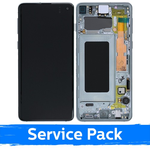 LCD Display Compatible With Samsung G973 S10 With Frame / Prism Green / (Service Pack)
