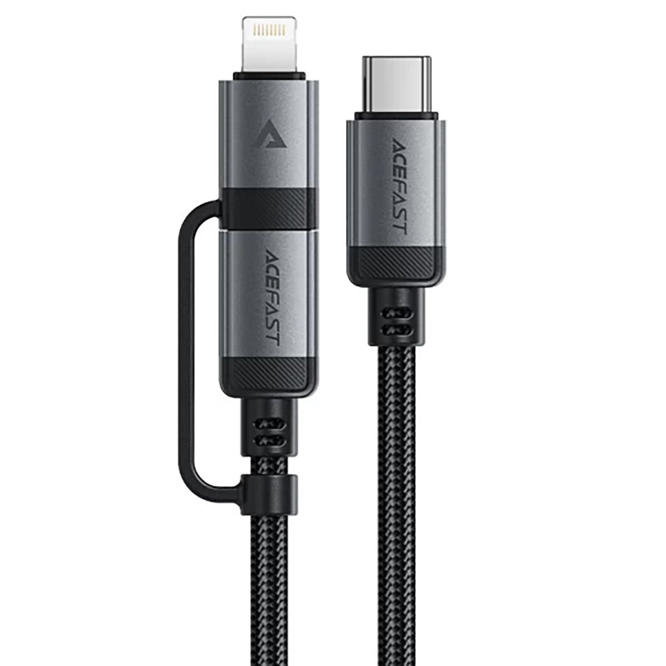 Acefast C20-01 USB-C - USB-C / Lightning kaapeli 60W/30W 480Mb/s 3A 1,2 m - musta