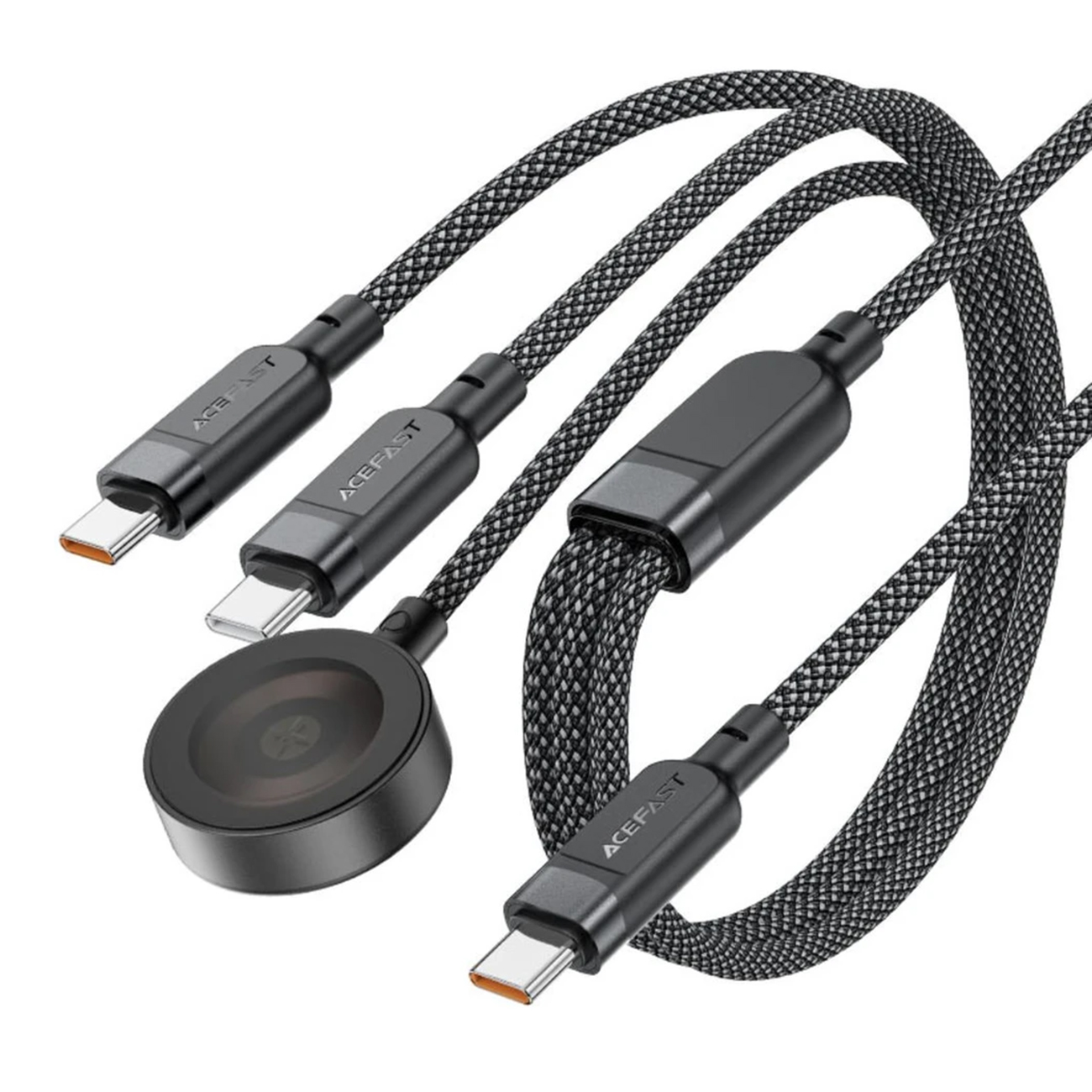 Acefast C6-11 USB-C 3-in-1 -kaapeli - 2x USB-C / Qi 480 Mb/s 100W 1,2 m - musta