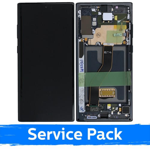 LCD-näyttö yhteensopiva Samsung N975 Note 10 Plus kehyksellä / Aura Black / (Service Pack)