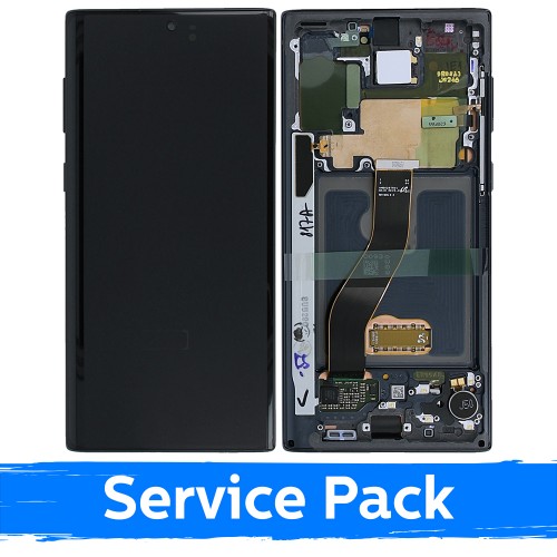 LCD-näyttö yhteensopiva Samsung N970 Note 10 kehyksellä / Aura Black / (Service Pack)