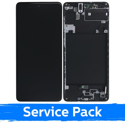 LCD-näyttö yhteensopiva Samsung A715 A71 musta kehyksellä (Service Pack)
