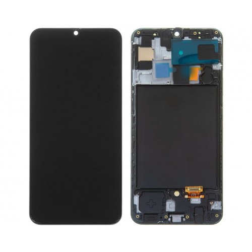 LCD-näyttö yhteensopiva Samsung A505 A50 musta kehyksellä HQ