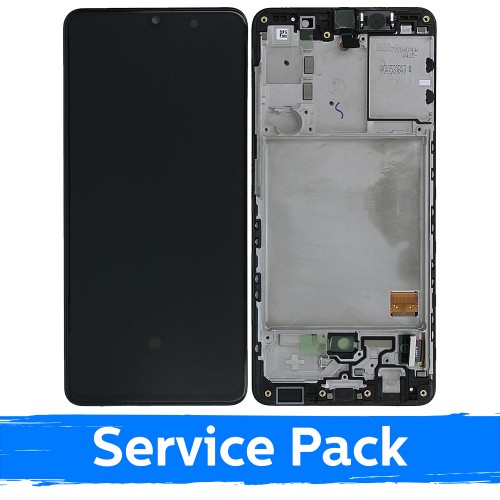 LCD Näyttö yhteensopiva Samsung A415 A41 musta kehyksellä (Service Pack)