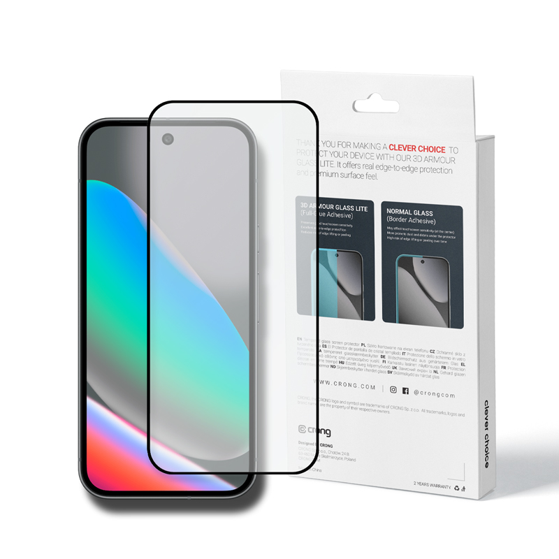 Crong 3D Armour Glass Lite full-adhesive tempered-glass screen protector for Google Pixel 9 / 10