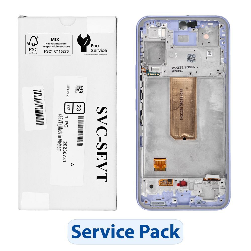 ServicePack LCD-näyttö SAMSUNG A54 5G A546B violetti GH82-31231D