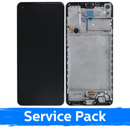 LCD Display Compatible With Samsung A217 A21s Black With Frame (Service Pack)
