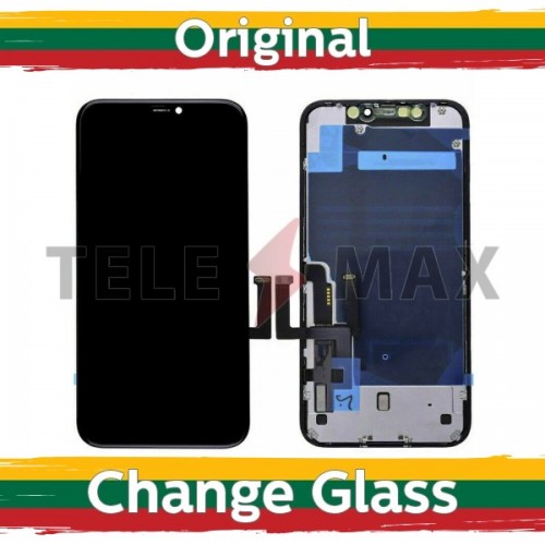LCD Näyttö yhteensopiva iPhone 11 Musta (Toshiba versio + metallilevy) alkuperäinen (Uusittu: Telemax)