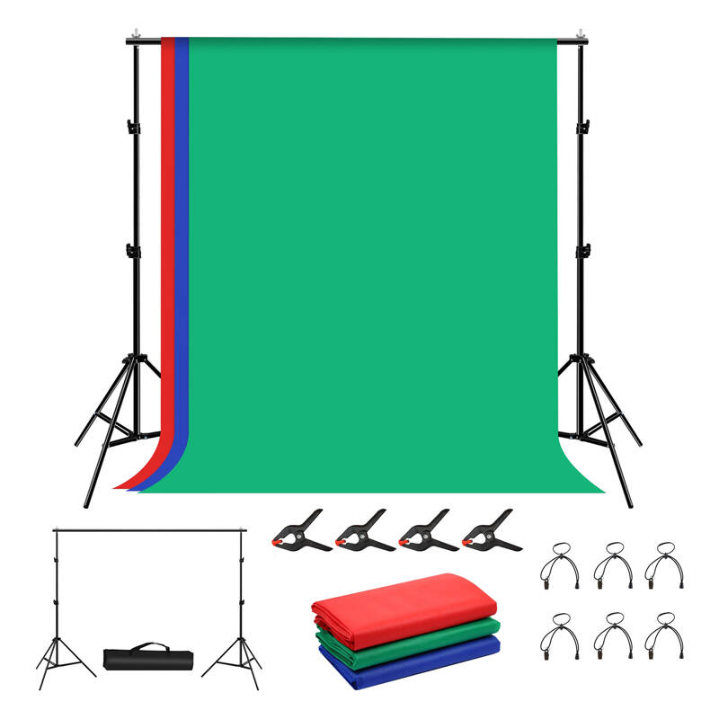 Valokuvausstudion taustatuki Puluz 2x2m + taustat 3 kpl PKT5204