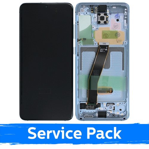 LCD Näyttö yhteensopiva Samsung G980 (G981) S20 kanssa kehyksellä / Cloud Blue / (Service Pack)
