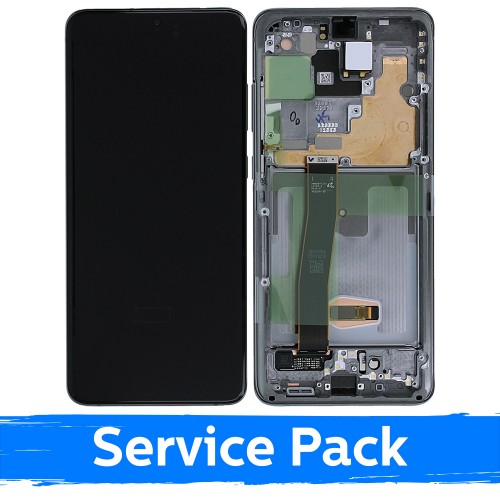 LCD-näyttö yhteensopiva Samsung G988 S20 Ultra kehyksellä / Cosmic Grey / (Service Pack)