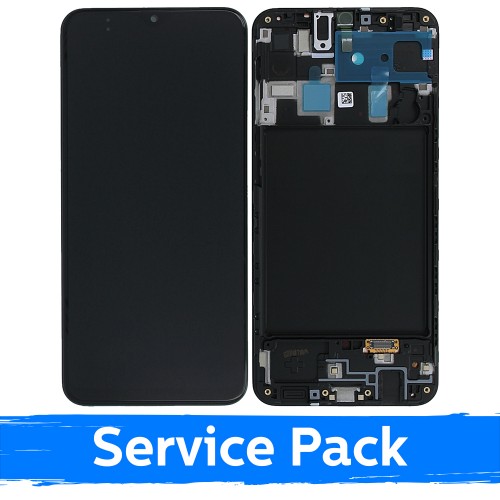 LCD Display Compatible With Samsung A205 A20 / M107 M10s Black With Frame (Service Pack)